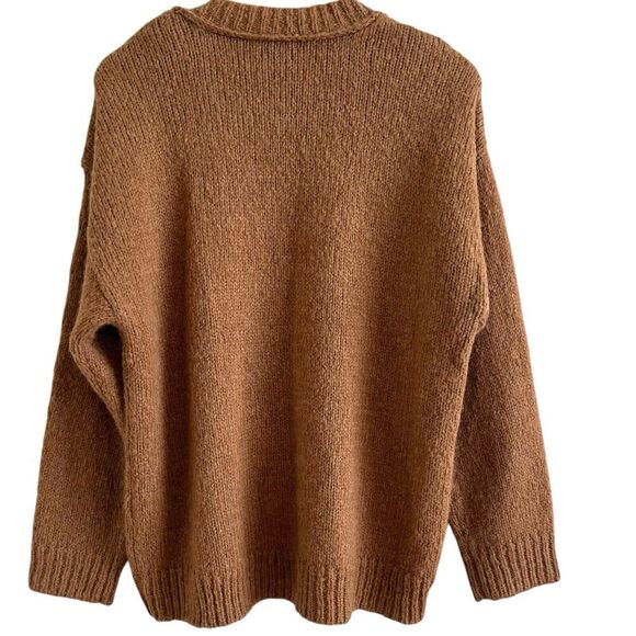 J Crew Pullover Sweater M Brown Wool Alpaca Oversized Chunky cabincore - Picture 5 of 14